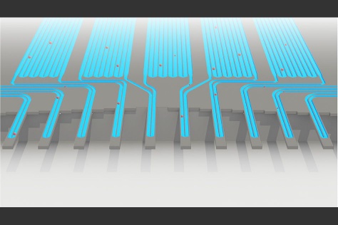 illustration of  an SMR device with multiple sensors fluidically connected in series 