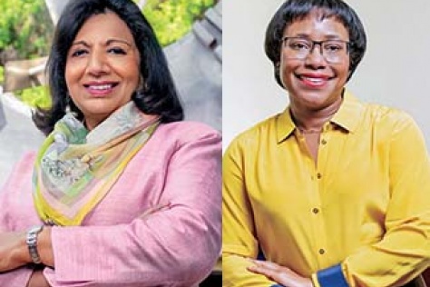 side-by-side profile pictures of Kiran Mazumdar-Shaw and Paula Hammond