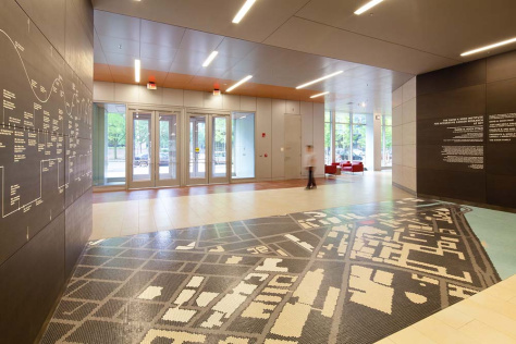 KI lobby with MIT Campus and Kendall Square map floor mosaic